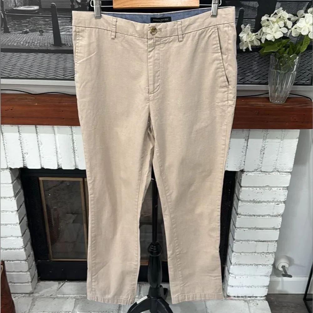 Banana Republic Mens Chino Pants khaki Tan Aiden Fit 33x32 100% Cotton